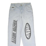 Mens Light Blue Regular Fit Straight Leg Denim Jeans W30 L33 Racing Graphic