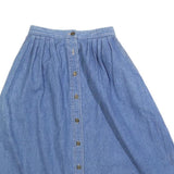 KORET Womens Blue Denim Button Midi Cotton Blend Pleated Skirt XS Casual