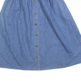 KORET Womens Blue Denim Button Midi Cotton Blend Pleated Skirt XS Casual