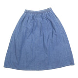 KORET Womens Blue Denim Button Midi Cotton Blend Pleated Skirt XS Casual