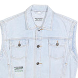 TRADERS Boys Blue Cotton Denim Sleeveless Jacket L Button Plain Stylish