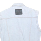 TRADERS Boys Blue Cotton Denim Sleeveless Jacket L Button Plain Stylish