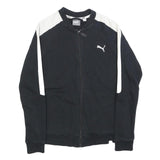 PUMA Womens Black & White Zip Jacket UK 10 Cotton Blend Plain Casual Activewear