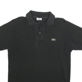 LACOSTE Mens Black Short Sleeve Plain S Cotton Blend Polo Shirt Classic Logo