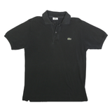 LACOSTE Mens Black Short Sleeve Plain S Cotton Blend Polo Shirt Classic Logo