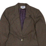 PROPHECY Womens Brown & Green Checked Jacket UK 12 Cotton Blend Classic Blazer