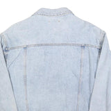 THREE QUARTER Womens Blue Denim Jacket L Cotton Button Classic Casual