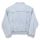 THREE QUARTER Womens Blue Denim Jacket L Cotton Button Classic Casual