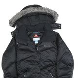COLUMBIA Womens Black Outdoor Jacket M Polyester Blend Plain Zip Hooded