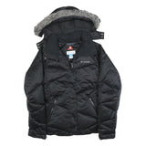 COLUMBIA Womens Black Outdoor Jacket M Polyester Blend Plain Zip Hooded