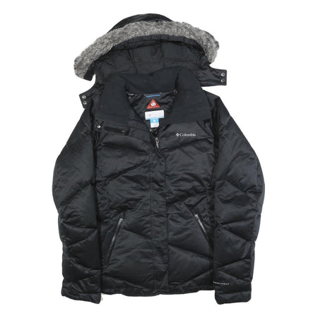 COLUMBIA Womens Black Outdoor Jacket M Polyester Blend Plain Zip Hooded