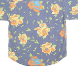 SOVIET Mens Blue Floral Print Cotton Blend Short Sleeve Shirt M Summer Beach
