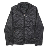LAUREN RALPH LAUREN Womens Black Quilted Jacket XS Polyester Blend Zip Casual