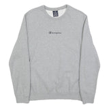 CHAMPION Womens Grey Sweatshirt Crew Neck M Cotton Blend Logo Pullover