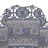 REPAIR BY JELMOLI Womens Blue & White Patterned Crew Neck Sweatshirt S Cotton