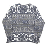 REPAIR BY JELMOLI Womens Blue & White Patterned Crew Neck Sweatshirt S Cotton