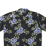 DENVERHAYES Mens Black & Blue Floral Rayon Shirt XL Hawaiian Style Casual