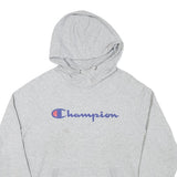 CHAMPION Womens Grey Hoodie L Classic Logo Pullover Casual Sweatshirt