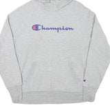 CHAMPION Womens Grey Hoodie L Classic Logo Pullover Casual Sweatshirt
