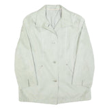 Womens White Casual Button Jacket S Polyester Blend Plain Lightweight