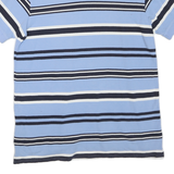 TOMMY HILFIGER Mens Blue & White Striped Short Sleeve Polo Shirt M Cotton Blend