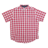CHAPS RALPH LAUREN Mens Red & White Check Shirt L Casual Cotton Blend Summer