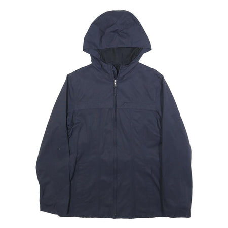 TIMBERLAND Womens Navy Blue Hooded Jacket S Cotton Blend Zip Plain Lightweight