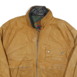 BOSTON TRADERS Mens Tan Leather Zip Jacket L Leather Casual Outerwear