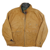 BOSTON TRADERS Mens Tan Leather Zip Jacket L Leather Casual Outerwear