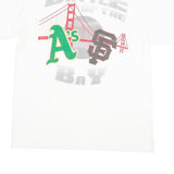 Mens White Graphic Battle Of The Bay T-Shirt L Short Sleeve Crew Neck Cotton