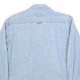 GEAR Mens Blue Denim Cotton Shirt S Alaska Patch Casual Button Down