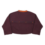 PUMA Womens Maroon & Orange V-Neck S Sweatshirt Cotton Blend Casual Pullover