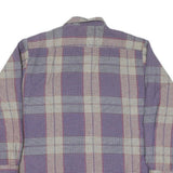 Mens Purple Beige Check Cotton Shirt XL Long Sleeve Button Casual Top