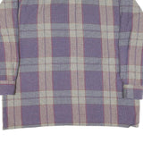 Mens Purple Beige Check Cotton Shirt XL Long Sleeve Button Casual Top