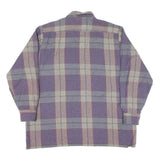 Mens Purple Beige Check Cotton Shirt XL Long Sleeve Button Casual Top