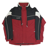 COLUMBIA Mens Red & Black Outdoor Jacket L Polyester Zip Colorblock Weatherproof