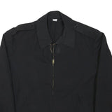 Mens Black Cotton Blend Classic Jacket M Lightweight Zip Closure Plain
