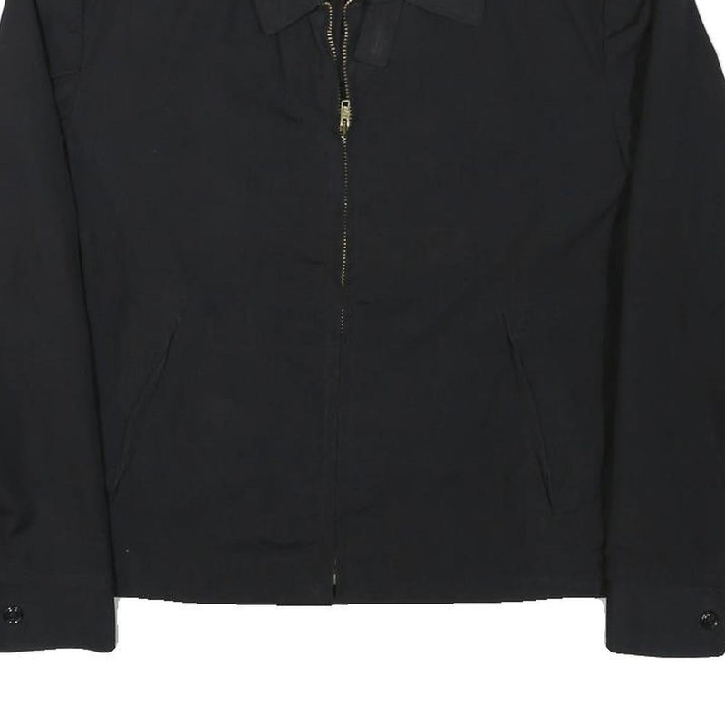 Mens Black Cotton Blend Classic Jacket M Lightweight Zip Closure Plain