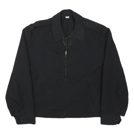 Mens Black Cotton Blend Classic Jacket M Lightweight Zip Closure Plain