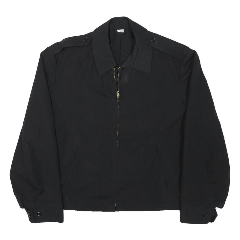 Mens Black Cotton Blend Classic Jacket M Lightweight Zip Closure Plain