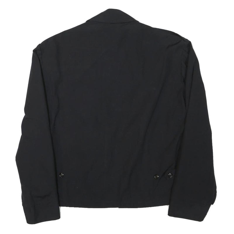 Mens Black Cotton Blend Classic Jacket M Lightweight Zip Closure Plain