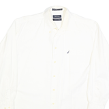 NAUTICA Mens White Classic Fit Button-Down Shirt L Cotton Blend Casual Smart