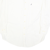 NAUTICA Mens White Classic Fit Button-Down Shirt L Cotton Blend Casual Smart