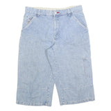IDENTIC Mens Denim Blue Cotton Blend Cargo Shorts M W32 Long Length