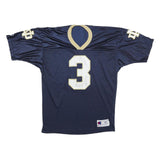 CHAMPION Mens Navy & Gold Graphic T-Shirt L Short Sleeve V-Neck Sports Jersey