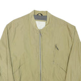 MICRO FIBRE Mens Beige Zip Jacket L Polyester Blend Plain Casual Lightweight