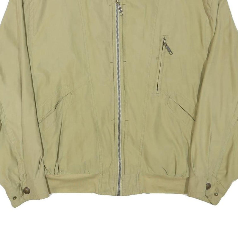 MICRO FIBRE Mens Beige Zip Jacket L Polyester Blend Plain Casual Lightweight