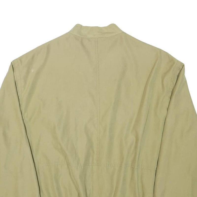 MICRO FIBRE Mens Beige Zip Jacket L Polyester Blend Plain Casual Lightweight