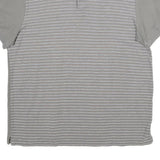 CALVIN KLEIN Mens Grey & White Striped Short Sleeve Polo Shirt L Casual Cotton