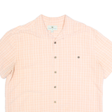ISLAND SHORES Mens Peach Check Rayon Shirt XL Lightweight Summer Button